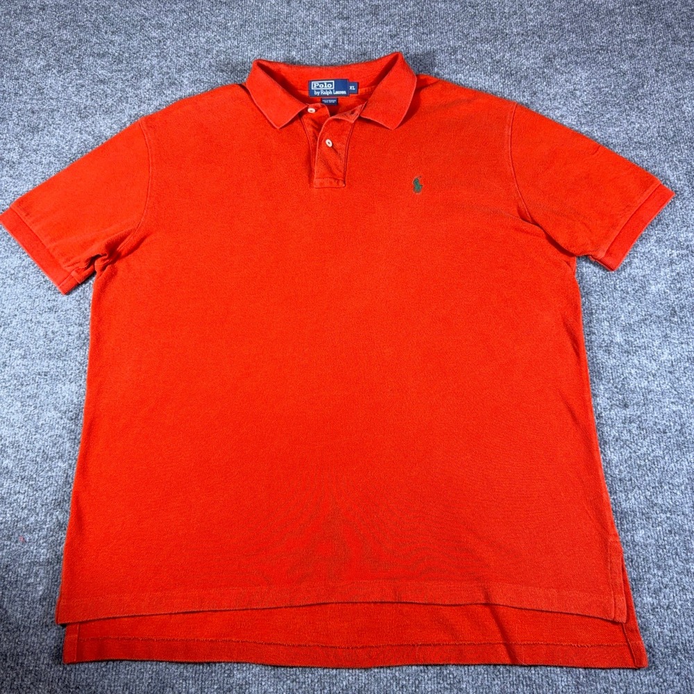 Polo Ralph Lauren Mens XL Orange Short Sleeve Cotton Pique Pony Logo Polo Shirt
